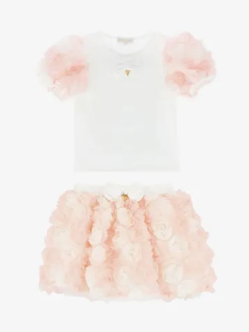 Meisjes Set Rok Roses Snowdrop Pink