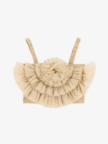 Meisjes Top Rosetta Tulle Sand Sparkle