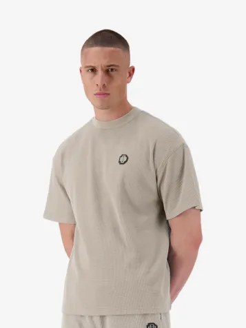 Heren T-shirt Monogram Waffle Beige