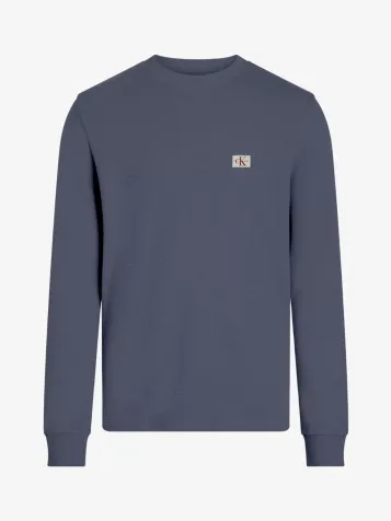 Heren Wafel Shirt Woven Label Grisaille