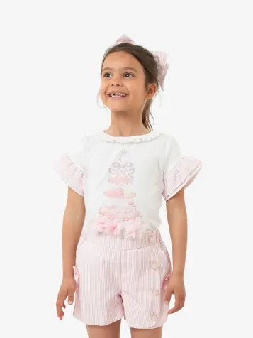 Meisjes Set Short English Summer Pink