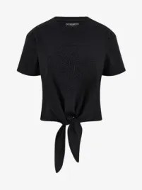 Guess Dames T-shirt Eyelet Tone On Black