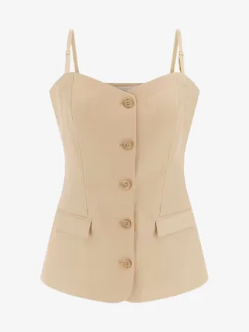 Dames Top Isabeau Corset Linen Foamy Taupe