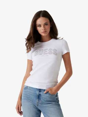 Dames T-shirt Logo Lace Pure White