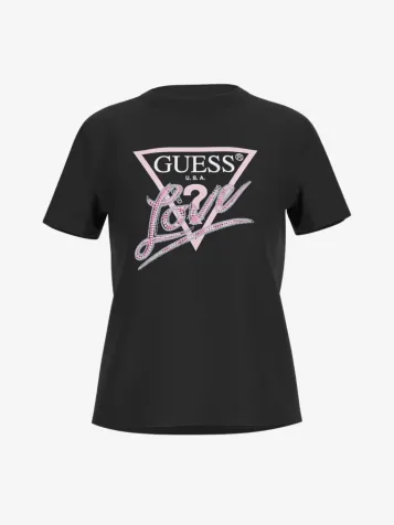 Dames T-shirt Love Triangle Zwart