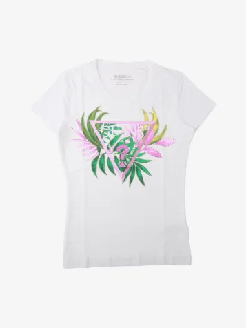 Dames T-shirt Leaf Triangle Pure White