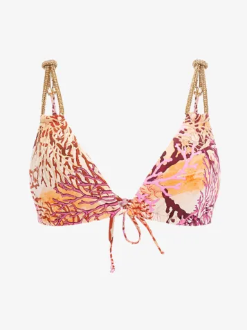 Dames Bikinitop Triangle Removable Pads Coral Pink Aop