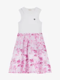 Guess Kids Meisjes Jurk Mixed Fabric Pure White