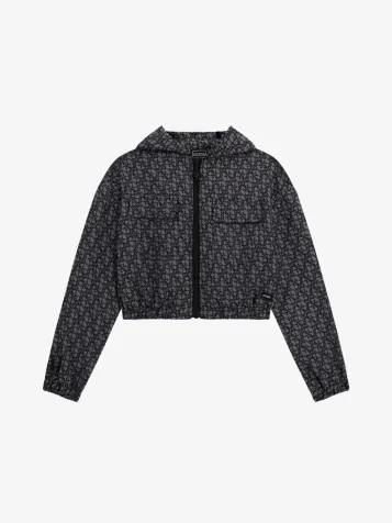 Meisjes Zomerjas Windjacket Zwart Aop