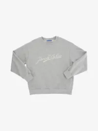 Jacob Cohen Junior Jongens Sweater Stampa Logo Corsivo Grigio Melange Bianco