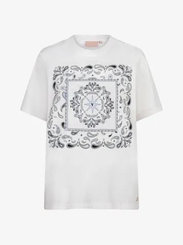 Dames T-shirt Dorie Bandana Off White