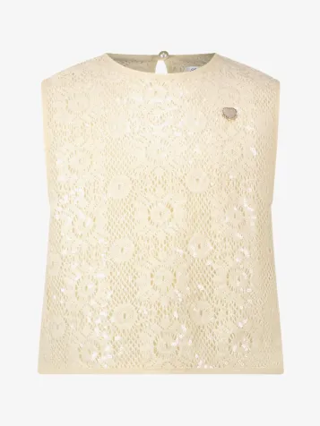 Meisjes Top Enig Sequin Crochet Oatmeal Elite