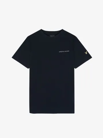 Jongens T-shirt Script Embroidered Dark Navy