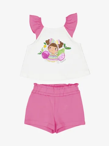 Meisjes Set Short Fuchsia