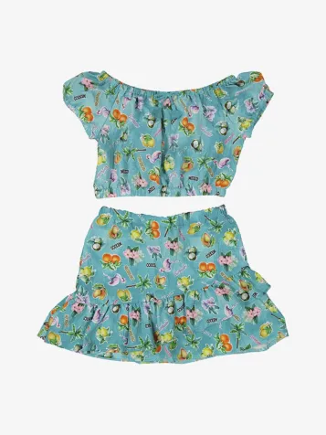 Meisjes Set Rok Agate Aqua