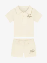 Malelions Junior Set Baby Mousseline Polo Crinckle Off-white