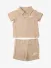 Malelions Junior Jongens Set Baby Mousseline Polo Crinckle Taupe