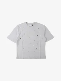 Msgm Junior Meisjes T-shirt Studded Oversized Grey Melange