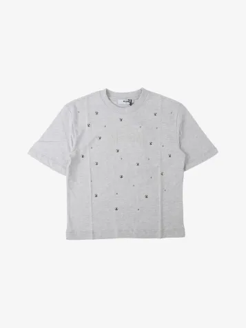 Meisjes T-shirt Studded Oversized Grey Melange