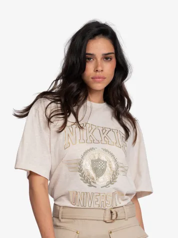 Dames T-shirt University Gold Cream Melange