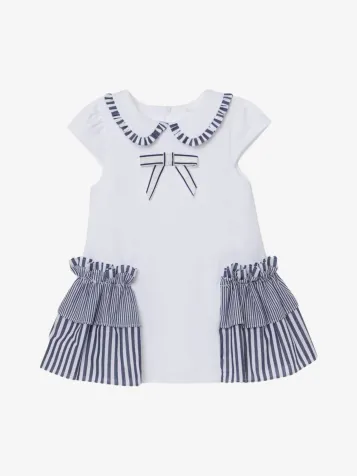 Meisjes Jurk White Navy