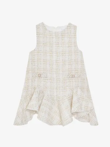 Meisjes Jurk Ecru Gold Tweed
