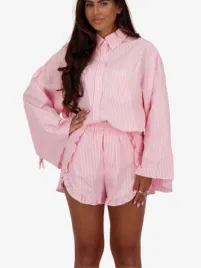 Reinders Dames Short Ruffles White Prism Pink