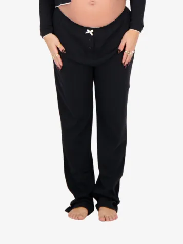 Dames Pyjama Broek Bow Ruffles Pj Zwart