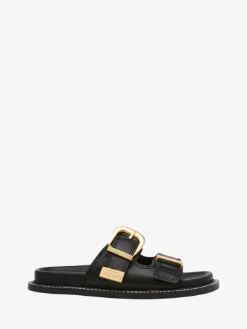 Dames Slippers Arch-e Slides Blk Action Leather