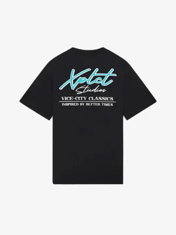 Heren T-shirt Print Vice Zwart