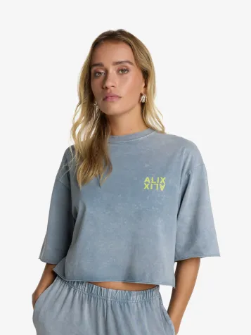 Dames T-shirt Raw Edge Mid Grey