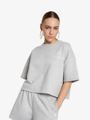 Dames T-shirt Sweat Light Grey Melange
