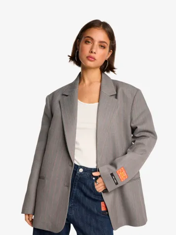 Dames Blazer Classy Grandad Soft Grey Melange