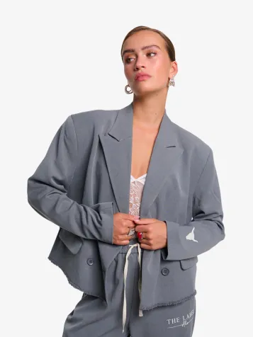 Dames Blazer Double Breasted Soft Grey Melange