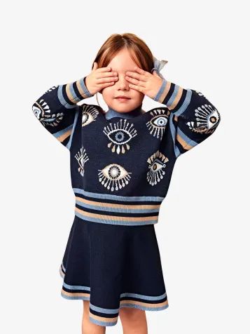 Meisjes Set Rok Knit Jacquard Navy
