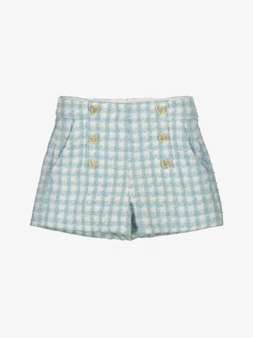 Meisjes Short Plaid Aqua