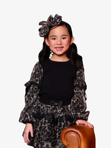 Meisjes Top Lila Leopard Tulle Zwart