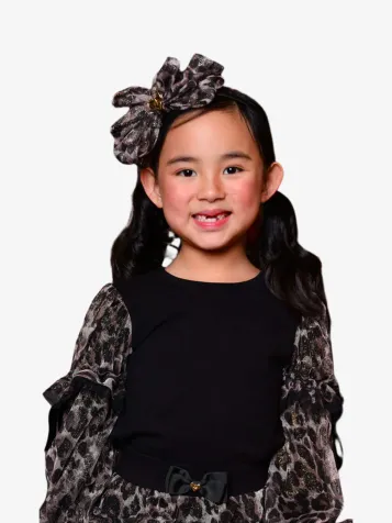 Meisjes Haarband Gladys Bow Zwart Leopard