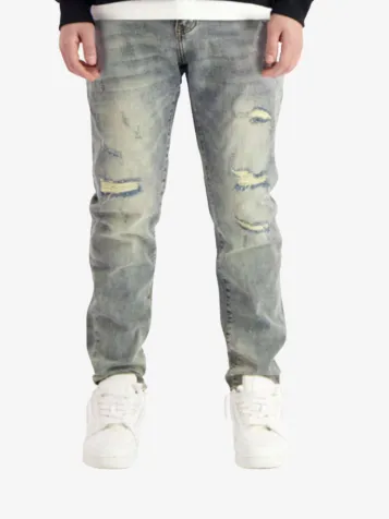 Jongens Spijkerbroek Repaired Denim Blue