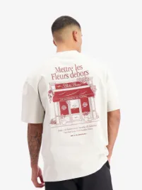 Black Bananas Heren T-shirt Les Fleurs Beige