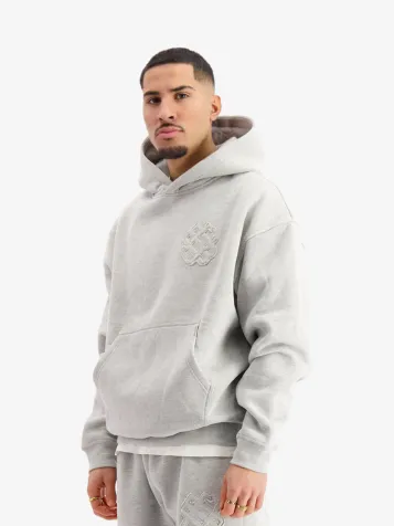 Heren Hoodie Ripped Monogram Grey