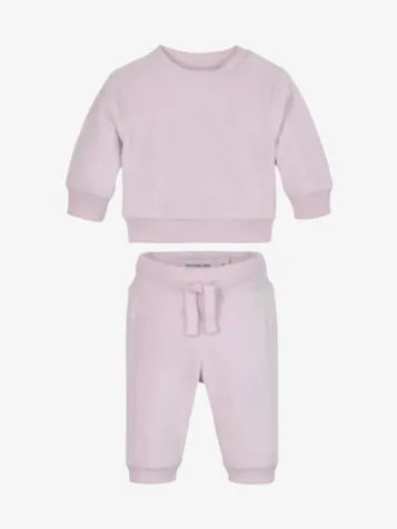Meisjes Baby Joggingpak Rib Velvet Fleece Pink Ice