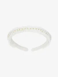 Deolinda Meisjes Haarband Tweed Creme