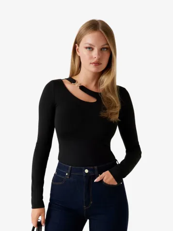 Dames Longsleeve Eleanor Buckle Zwart