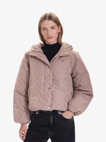 Dames Winterjas 4g Boxy 4g Jacquard Taupe Mono