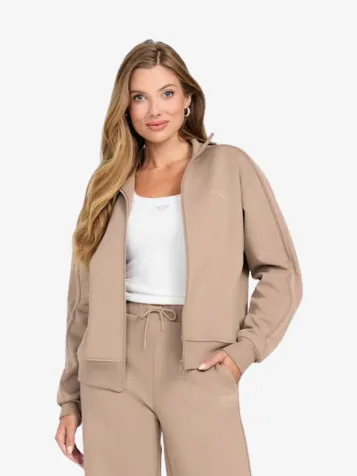 Dames Vest Octavia High Neck Silk Taupe