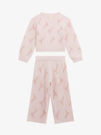 Meisjes Set Knit Allover Logo Pink