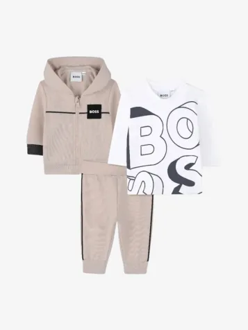 Jongens Baby Joggingpak Vest Longsleeve Gemeleerd Ecru