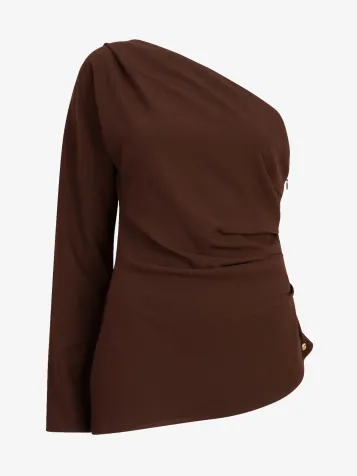 Dames Top Kelvis Dark Brown