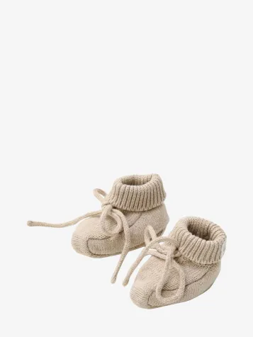 Unisex Baby Gebreide Slofjes Soft Beige Melee
